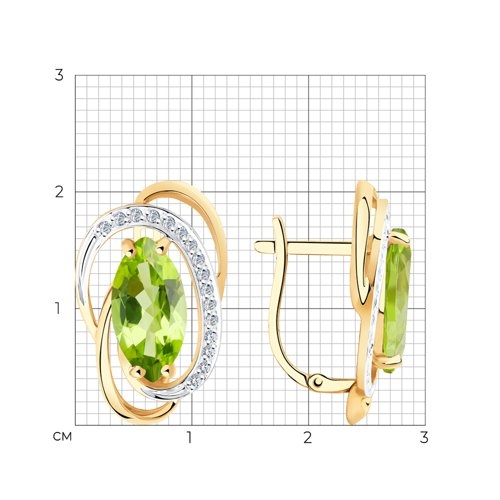 Серьги из золота с фианитами