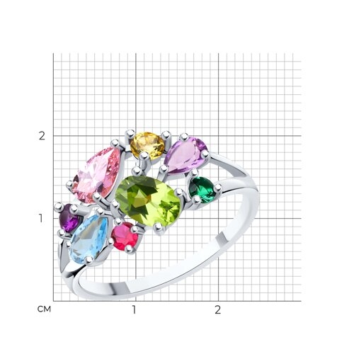 Кольцо из серебра с фианитами