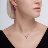 Серьги из серебра с эмалью и фианитами