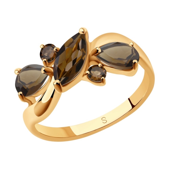 Кольцо из серебра с позолотой и гранатами