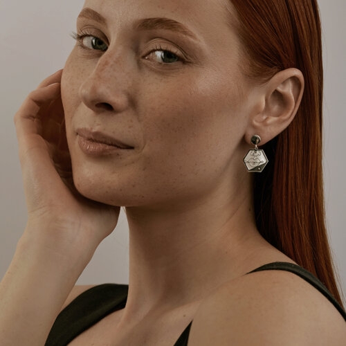 Серьги из серебра с позолотой и нанотурмалинами