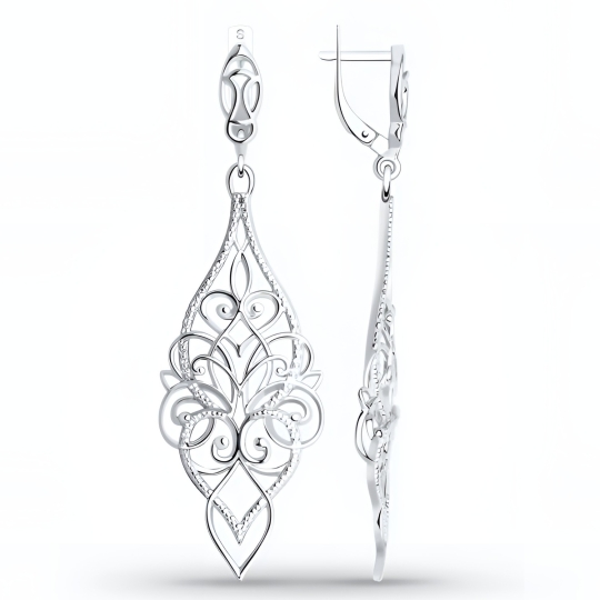 Серьги из серебра с фианитами