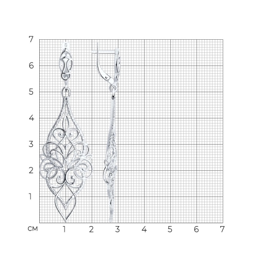 Серьги из серебра с фианитами