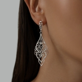 Серьги из серебра с фианитами 