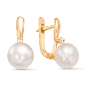 Серьги из золота с жемчугом и фианитами