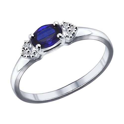 Серьги из серебра с корундами сапфировыми и фианитами