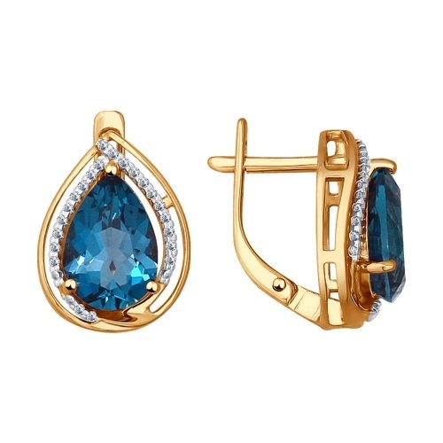 Кольцо из золота с топазом London и фианитами