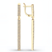 Серьги из серебра с позолотой и фианитами