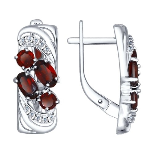 Кольцо из серебра с гранатами и фианитами