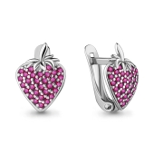 Серьги из серебра с розовыми фианитами 
