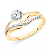 Кольцо из серебра с позолотой и фианитами