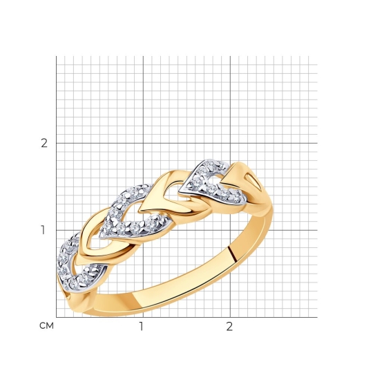 Кольцо из серебра с позолотой и фианитами